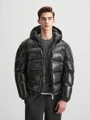 Men's Winter Hooded Padded Jacket Glossy Windproof Warm Cotton Puffer Jacket Solid Color Loose Outerwear Coat For Men Top
