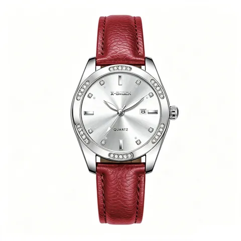 Damen Quarzuhr Lässig Einfach Strass Zifferblatt Echtes Leder Armband Wasserdichte Armbanduhr Mode Damenuhr