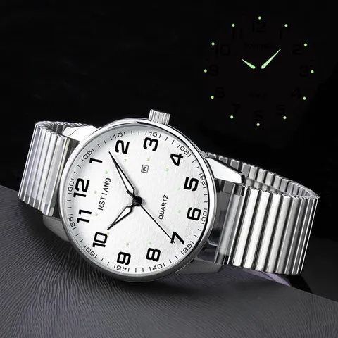 Klassische Quarzuhr Große Zahlen Weißes Zifferblatt Edelstahlarmband Wasserdichte Business Armbanduhr Für Herren Und Damen