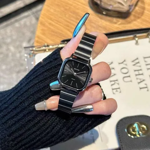 Nische Design Quadratische Quarzurhr Damen Mode Retro Elegante Edelstahlarmband Lässige Kleine Armbanduhr Damen Uhr