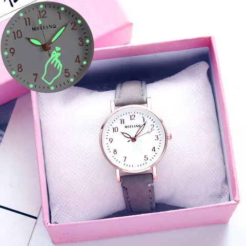 Women's Quartz Watch Simple Casual Student Luminous Waterproof Wristwatch With Pink Gift Box Fashion Girl Watch