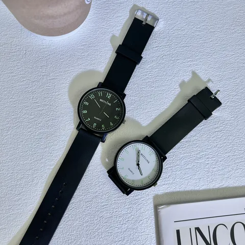Minimalist Quartz Watch Couple Student Fashion Casual Luminous Digital Dial PVC Strap Watch