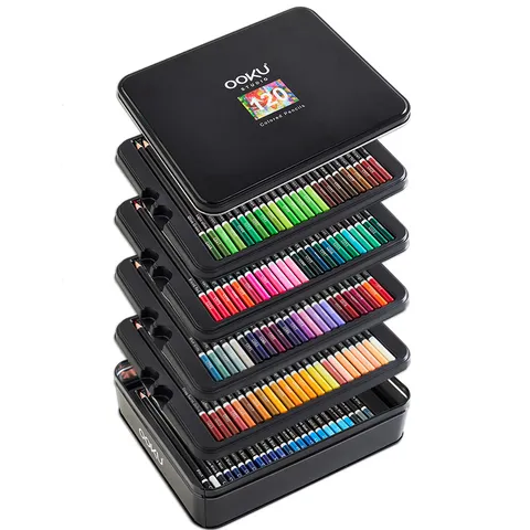 Lápices de Colores Profesionales Base de Aceite Lápices de Dibujo de Madera Caja de Hojalata Para Pintura y Color