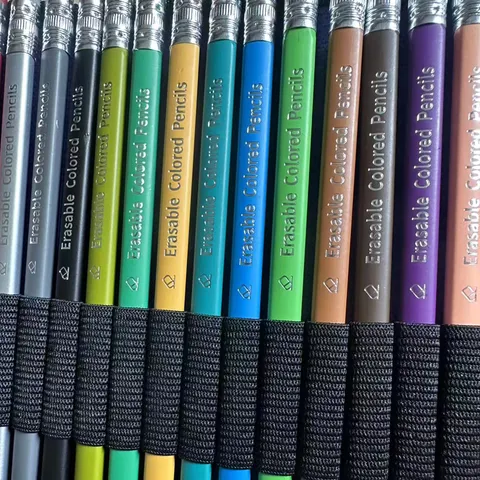 Lápices de Colores Borrables Lápices de Dibujo Sin Madera Set Con Estuche de Lona Enrollable Papelería de Arte