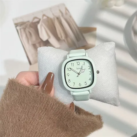 Koreanischer Stil Minimalistisches Quadratisches Zifferblatt Quarzuhr Damen Mode Lässig Legierung Kunstleder Armband Tägliche Armbanduhr