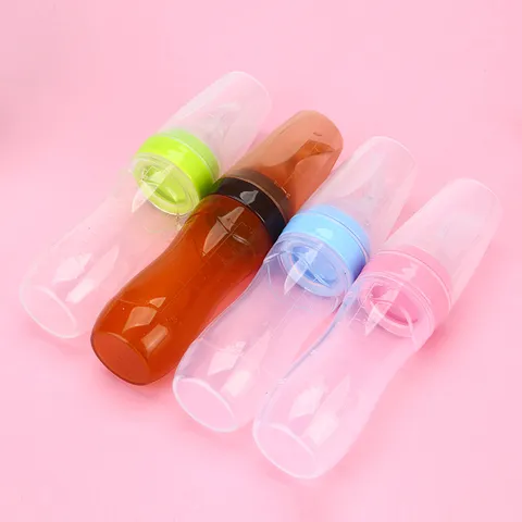 Infant Silicone Squeeze Feeding Bottle Baby Rice Cereal Supplement Feeder Spoon Bottle Baby Feeding Tableware