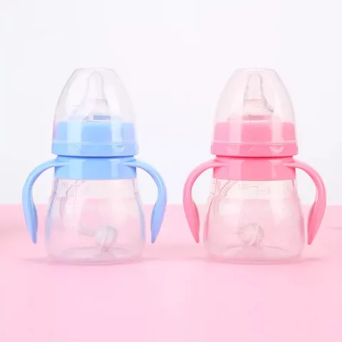Silicone Baby Bottle With Handles And Straw Anti Colic Wide Neck Training Drinking Cup For Infant Toddler Feeding