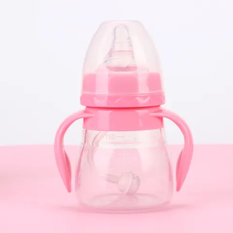 Silicone Baby Bottle With Handles And Straw Anti Colic Wide Neck Training Drinking Cup For Infant Toddler Feeding