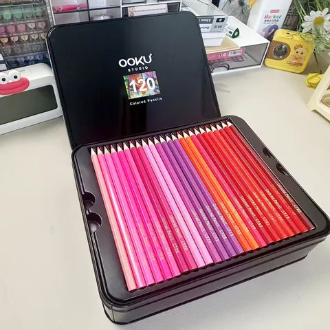 Lápices de Colores al Óleo Profesionales Lápices de Dibujo de Madera Con Estuche de Metálico Suministros de Arte para Estudiantes
