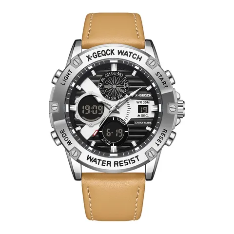 Heren Sport Kwarts Horloge Waterdicht Multifunctioneel Chronograaf Horloge met Leren Band Legering Kast