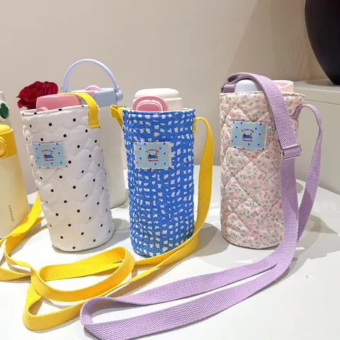 Borsa a Tracolla Portabottiglie in Tela Trapuntata Casual Custodia Termica Isolata Stampata Piccola Borsa a Tracolla Leggera Per Sport All'aperto