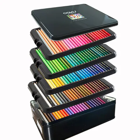 Juego de Lápices de Colores Profesionales a Base de Aceite de 120 Colores Lápices de Dibujo de Madera con Caja de Almacenamiento de Hierro