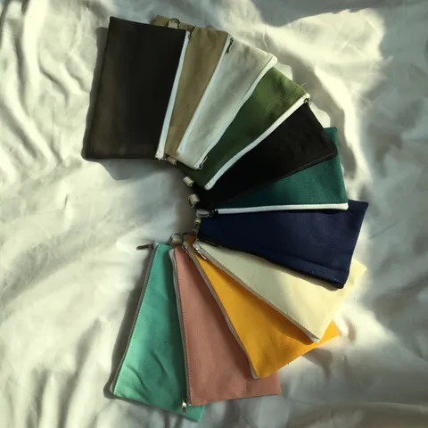 Solide Segeltuch Münztasche Blanko DIY Reißverschlusstasche Minimalistisch Schlüssel Handy Tasche Kreative Schlichte Handgelenktasche Aufbewahrungstasche Für Unisex Täglicher Gebrauch