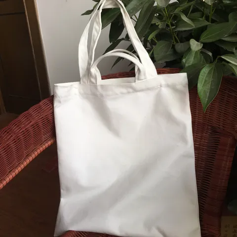 Κενή DIY Τσάντα από Καμβά Επαναχρησιμοποιήσιμη Φιλική προς το Περιβάλλον Ώμου Ψωνιών Απλή Βαμβακερή Με Διπλές Λαβές Κλείσιμο Φερμουάρ για Ζωγραφική Χειροτεχνία