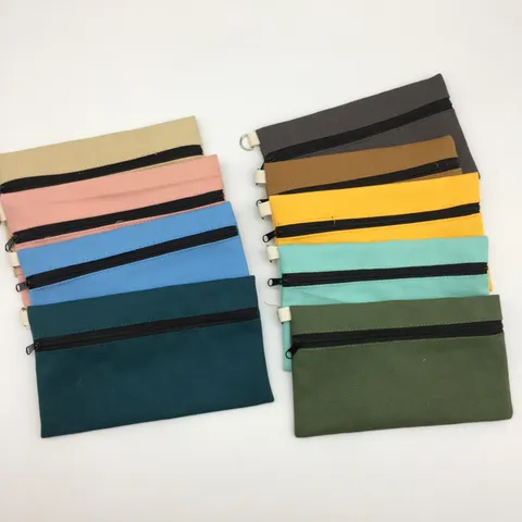 Minimalistisch Segeltuch Münztasche Kreativ Süß Federmäppchen Einfarbig Aufbewahrungstasche Reißverschluss Kosmetiktasche Kleine Clutch Handtasche Für Schule Büro