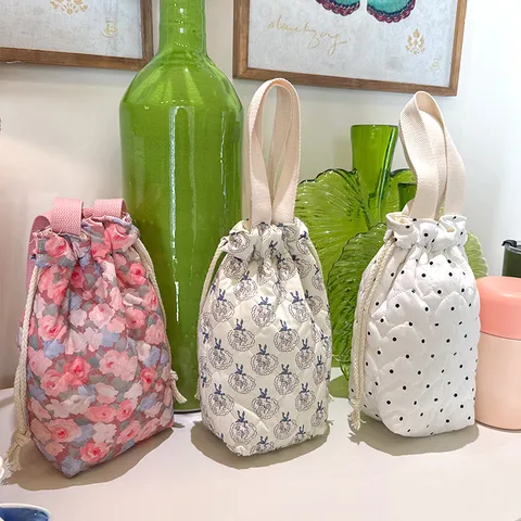 Sac Cabas Mode en Toile Imprimée Sac Bouteille d'Eau Matelassé Portable Seau à Cordon Pochette Parapluie pour Femmes