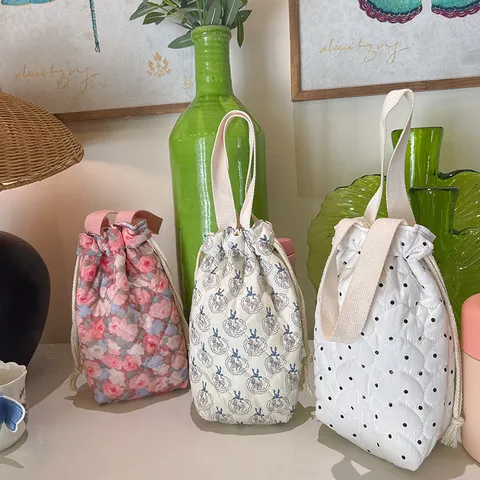 Sac Cabas Mode en Toile Imprimée Sac Bouteille d'Eau Matelassé Portable Seau à Cordon Pochette Parapluie pour Femmes