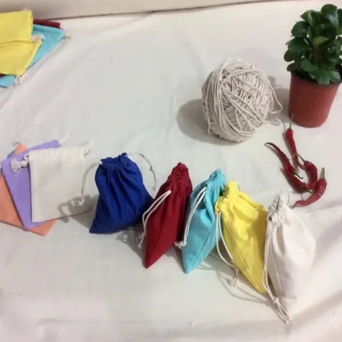 DIY Blanko Segeltuch Beutel mit Kordelzug Aufbewahrungstasche Baumwolle Tee Geschenk Umweltschonend Wiederverwendbar Reisen Organizer Tasche
