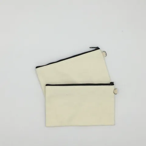 Blank Canvas Pencil Case Solid Color Zipper Stationery Bag Plain Cotton Pouch For DIY Painting Craft Cosmetic Storage Organizers