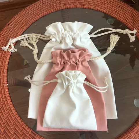 DIY Blanko Segeltuch Aufbewahrungstasche Kordelzug Bündel Beutel Japanischer Stil Stoff Geschenkbeutel Tee Beutel Süße Ohrtasche Organizer
