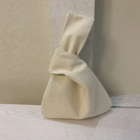 Japanischer Stil Segeltuch Handgelenktasche Knoten Tragtasche Einfarbig Künstlerische Mini Münzbörse Aufbewahrungstasche Für Damen