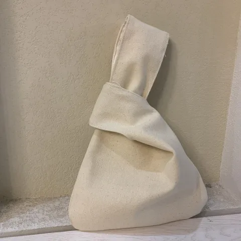 Japanischer Stil Segeltuch Handgelenktasche Knoten Tragtasche Einfarbig Künstlerische Mini Münzbörse Aufbewahrungstasche Für Damen