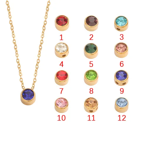 Perline con Foro per Pietra Natale in Acciaio Inossidabile Accessori per Gioielli Fai da Te Perline Distanziatrici in Zirconia Cubica Rotonda per Creazione Gioielli Donna