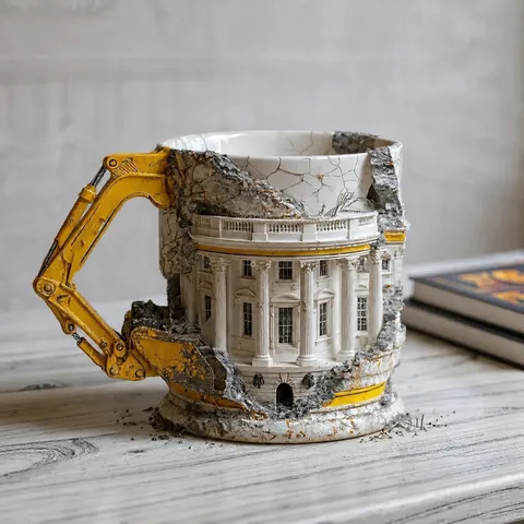 Taza de Café de Resina con Forma de Excavadora 3D Taza de Bebida con Relieve Arquitectónico Creativo Decoración de Oficina