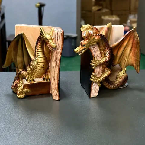 Gothic Dragon Bookends Resin Book Stopper Fantasy Mythical Book Shelf Decor Office Desktop Ornament Gift