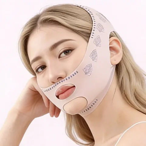 Breathable Elastic Face Lifting Mask V-Line Bandage Sleep Anti-Aging Facial Firming Strap Women Beauty Tool