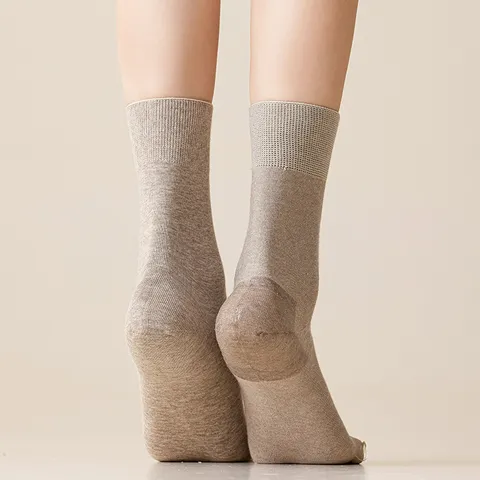 Damen Anti-Riss Mittelhohe Socken Silikon Feuchtigkeitsspendende Ferse Baumwollmischung Nahtlos Atmungsaktiv Antibakteriell Einfarbig Socken