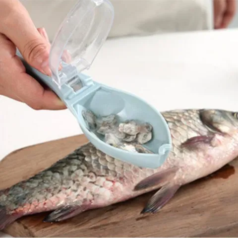 Household Plastic Fish Scaler Manual Fish Scale Scraper Kitchen Cooking Tool With Protective Transparent Cover
