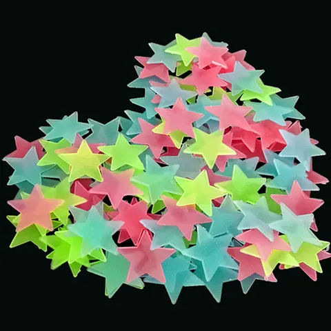 Stickers Muraux Étoiles Lumineuses Brillent Dans Le Noir Autocollants Muraux En Plastique Fluorescent Pour Chambre Décoration D'intérieur Style Moderne