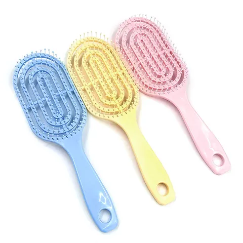 Hollow Curved Hair Massage Comb Plastic Portable Detangling Hairbrush Fluffy Hair Styling Tool For Women Daily