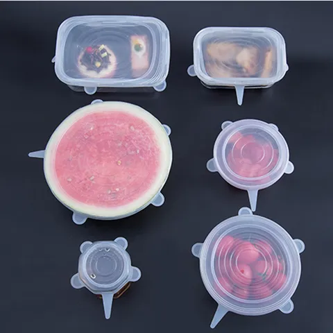 Reusable Silicone Stretch Lids For Bowl Pot Cup Food Storage Fresh Keeping Covers Kitchen Leakproof Seal Wrap