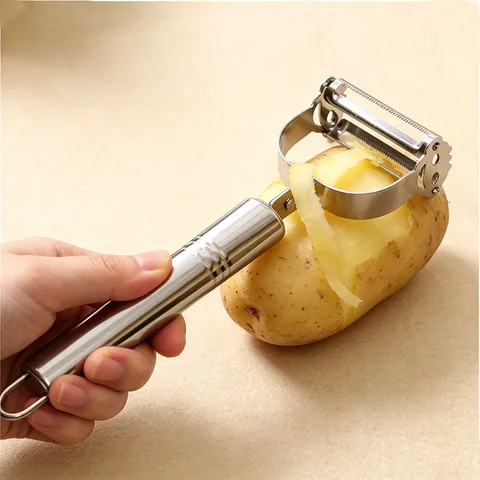 Pelador de Verduras de Acero Inoxidable Multifuncional Doble Cabezal Rallador de Patatas Zanahorias Herramientas de Cocina