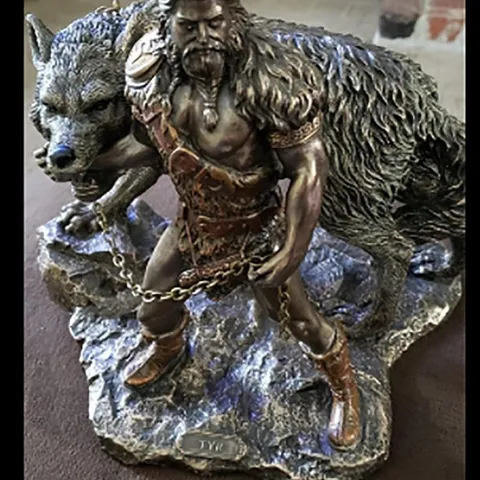 Σκανδιναβική Μυθολογία Θεός Tyr Και Λύκος Fenrir Φιγούρα Από Ρητίνη Αντικέ Μπρούτζος Άγαλμα Σκανδιναβικού Θεού Διακοσμητικό Γραφείου Διακόσμηση Σπιτιού