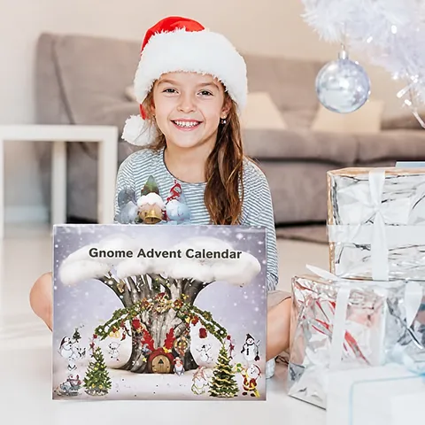 Χριστουγεννιάτικο Ημερολόγιο Advent Ξύλινο Kουτί Με Κούκλες Ξωτικών από Βελούδο Αντίστροφη Mέτρηση Διακόσμηση Σπιτιού Γιορτινό Δώρο Πάρτι