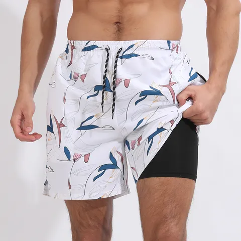 Men's Quick Dry Beach Shorts Casual Camouflage Print Swim Trunks Board Shorts Summer Outdoor Sports Breathable Bottoms