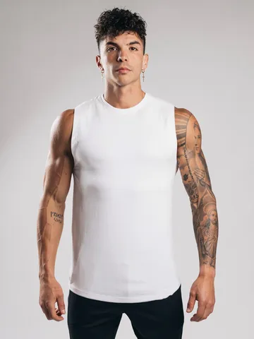 Heren Casual Katoen Fitness Mouwloos Tanktop Basis Effen Kleur Ronde Hals Gym Sportkleding