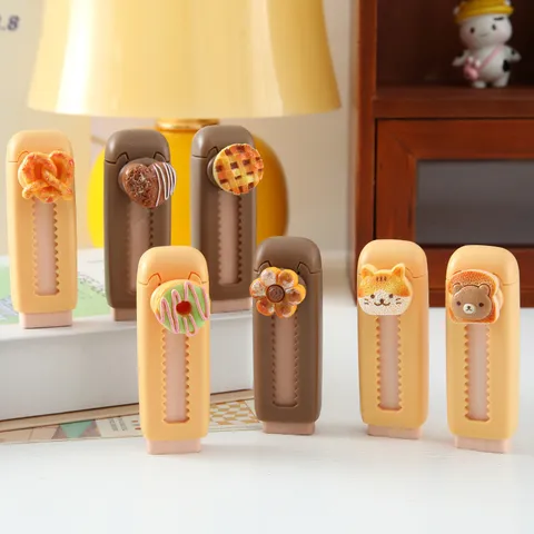 Cartoon Brood Voedsel Push Pull Gum Schattige Studenten Kantoorbenodigdheden Intrekbare Vervangbare Kern Potloodgum Voor Schoolkinderen