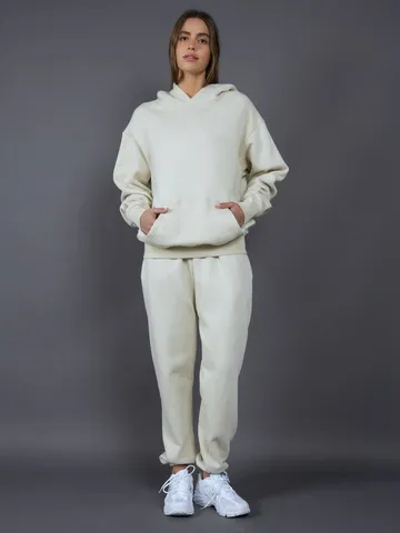 Ensemble Sweat-shirt à Capuche et Pantalon de Jogging Molletonné Unisexe Décontracté Couleur Unie Haut et Bas Ample Survêtement