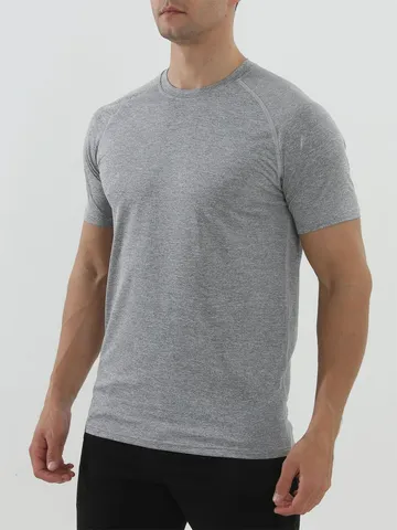 Herren Schnelltrocknendes Sport T-Shirt Slim Fit Einifarbig Rundhals Kurzarm Top Für Laufen Fitness Fitnessstudio Training Sportbekleidung