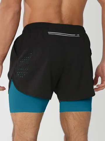 Shorts de Course à Séchage Rapide pour Hommes 2 en 1 Shorts de Sport d'Entraînement avec Poche Zippée et Doublure de Compression