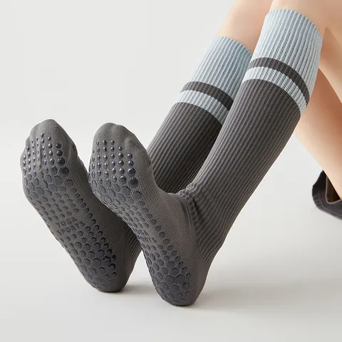 Professionelle Damen Sport Yoga Socken Gerippte Kompressions Wadensocken Anti-Rutsch Silikon Profi Pilates Fitness Atmungsaktive Nylon Socken