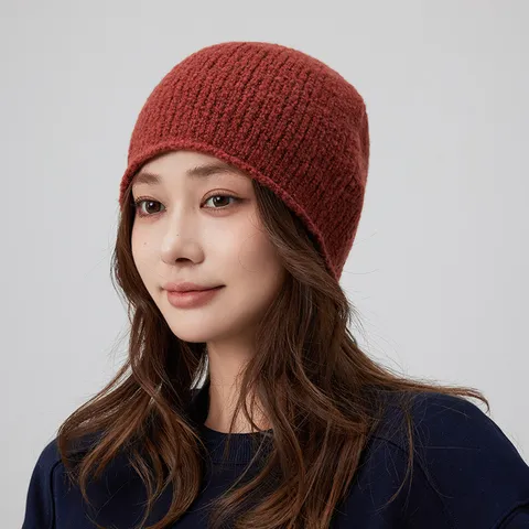 Damen Winter Warmer Strickmütze Casual Einfarbig Wollmischung Beanie Mode Täglich Pendeln Weiche Schlupfmütze