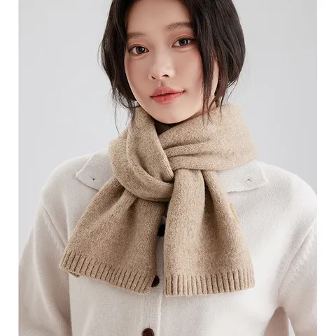 Damen Winter Warm Strickschal Einiges Wollmischung Lange Schal Minimalistisch Mode Pendeln Nackenschutz Wrap