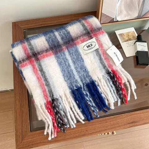 Herbst Winter Karo Schal Lange Quasten Weich Warm Klassischer Britischer Stil Unisex Mode Halstuch