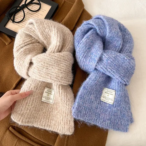 Effen Wolmix Gebreide Sjaal Herfst Winter Warm Zachte Nek Sjaals Voor Mannen Vrouwen Koreaanse Stijl Mode Dagelijks