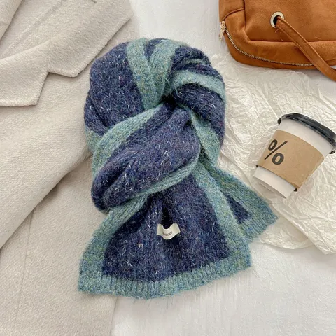 Dames Winter Warm Mohair Gebreide Sjaal Zacht Gezellig Mode Lange Sjaal Multifunctionele Doek Voor Koud Weer Dagelijks Gebruik
